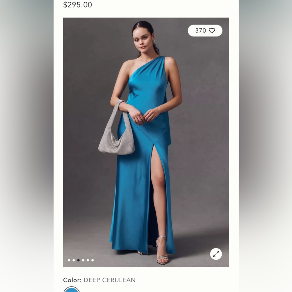 Liv Foster Blue One-Shoulder Gown